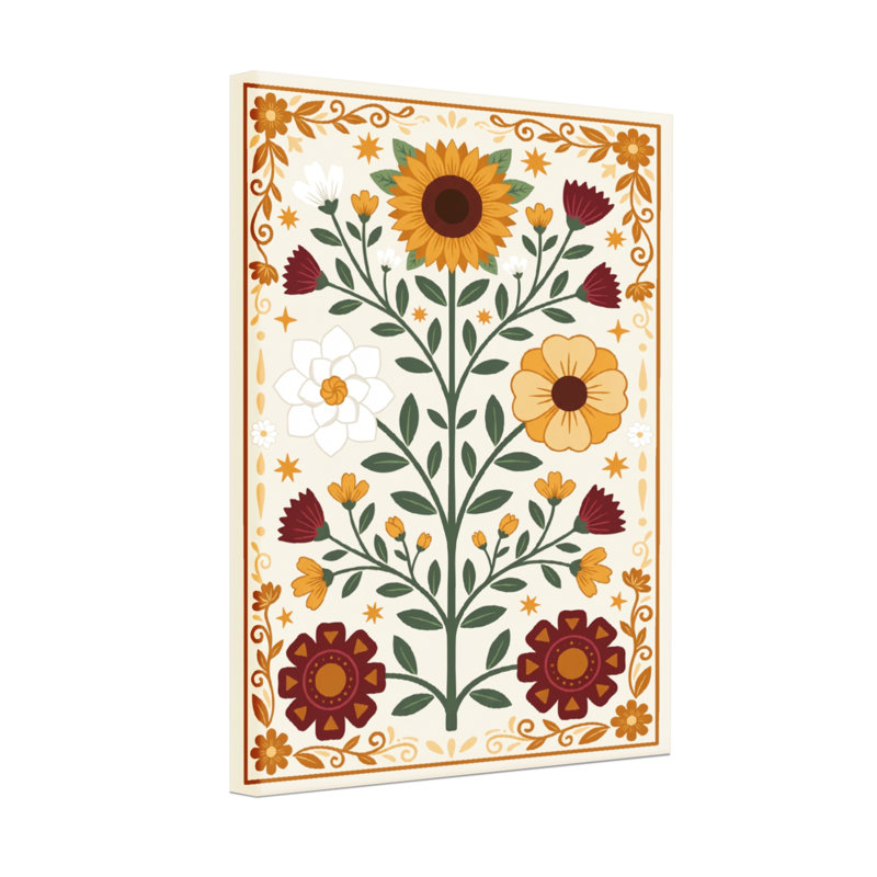 Plantes et fleurs à motif floral avec tournesols et feuilles, H 18 po x l 12 po