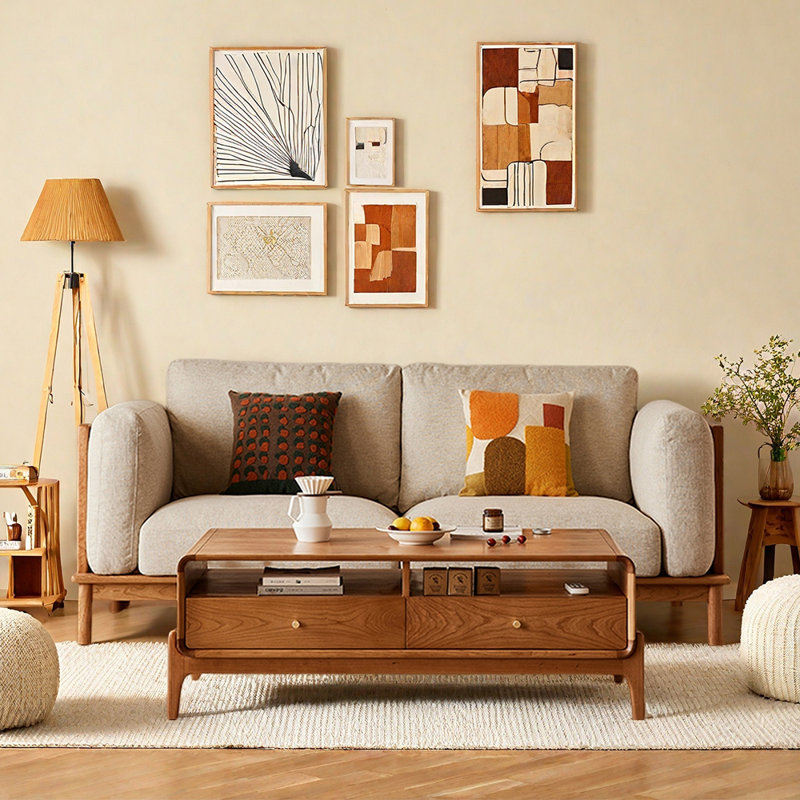 All-solid wood modern minimalist coffee table