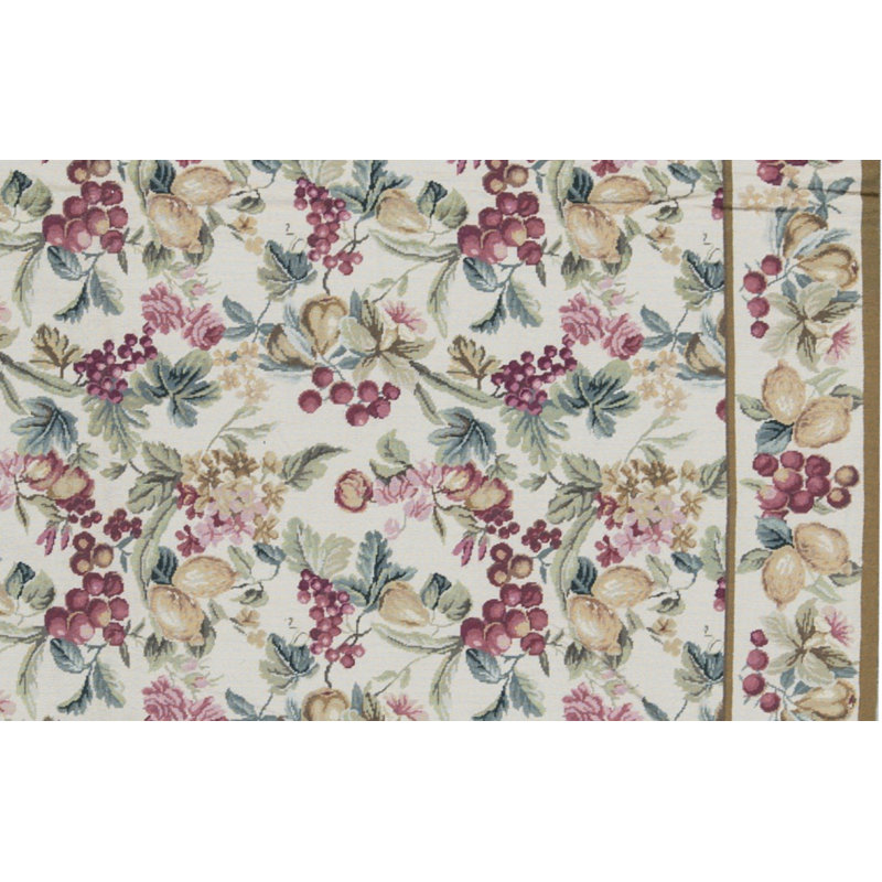 Tapis oriental en laine noué à la main rouge / vert / beige Needlepoint