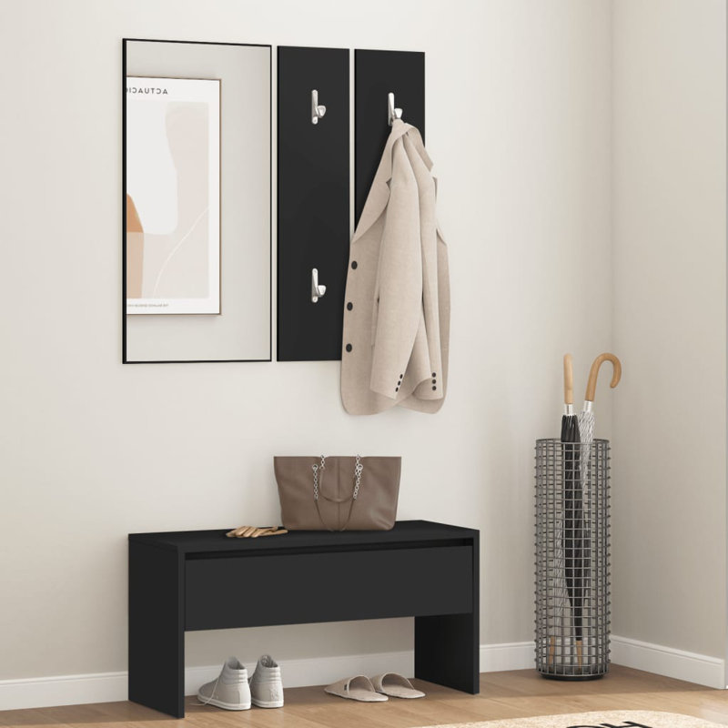 Ivens vidaXL Hallway Furniture Set Engineered Wood, Black