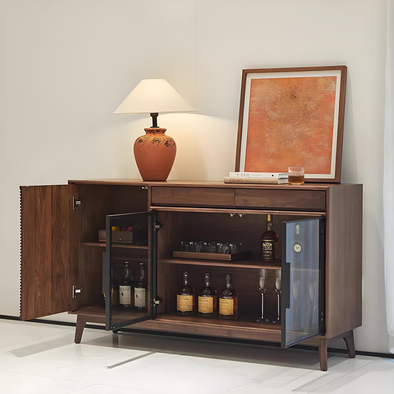 Tempered Glass Door Adjustable Buffet Table