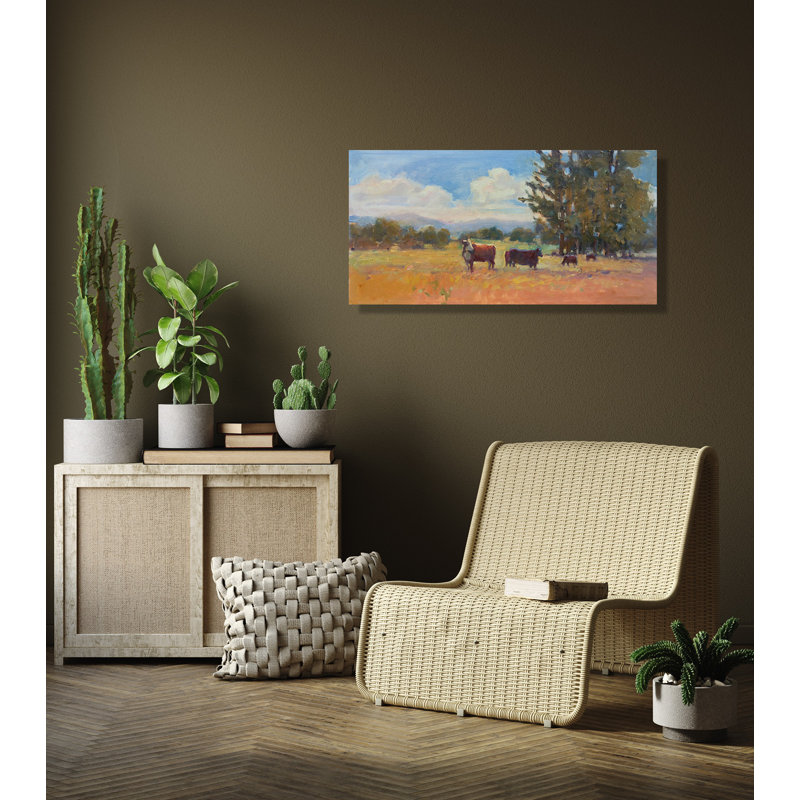Cows By John Beard - Framed Gallery Wrapped Canvas Print, Brown 