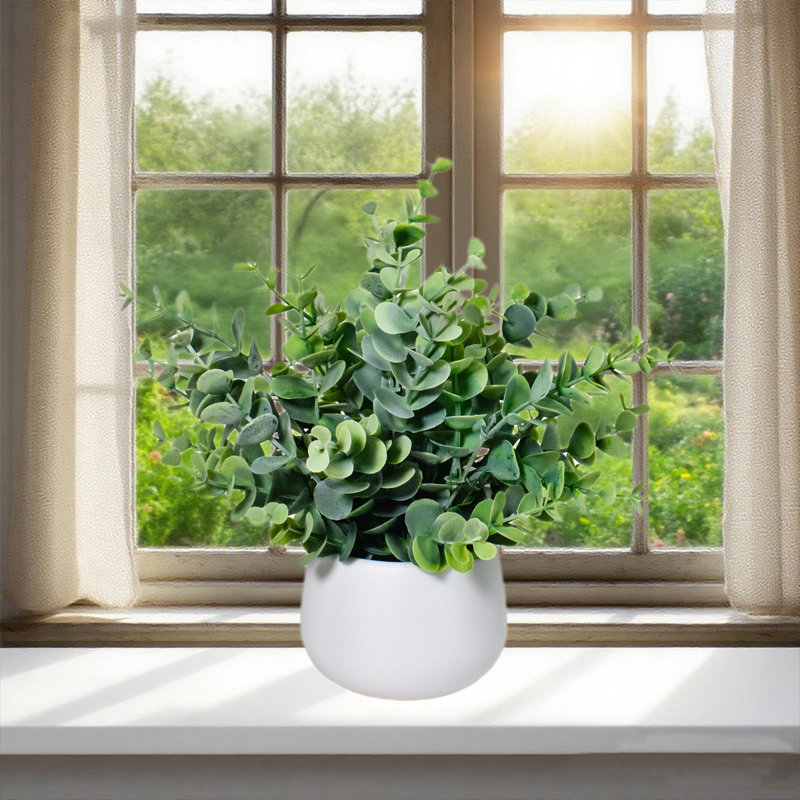 Faux plantes d'intérieur petites plantes d'eucalyptus artificielles blanches Pots de fleurs convenant à la chambre à coucher