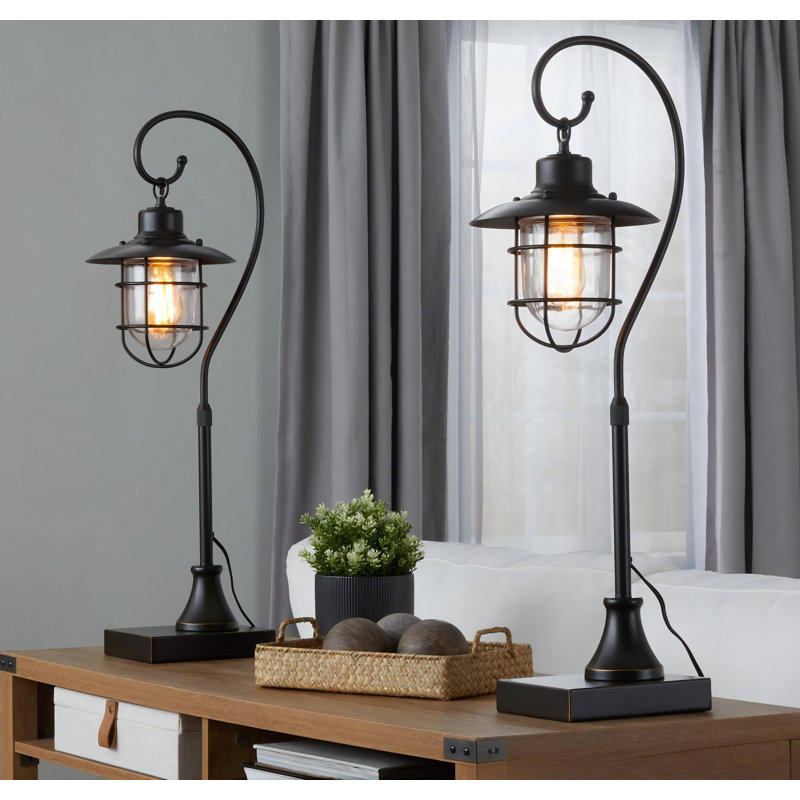 Lampe de travail en métal et en verre 33 po Landen, 11 po x 8,5 po x 35 po, ensemble de 2, Landen
