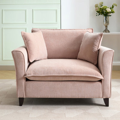 Fauteuil surdimensionné de 46,3 po, tissu chenille, fauteuil confortable et demi-canapé simple avec coussin