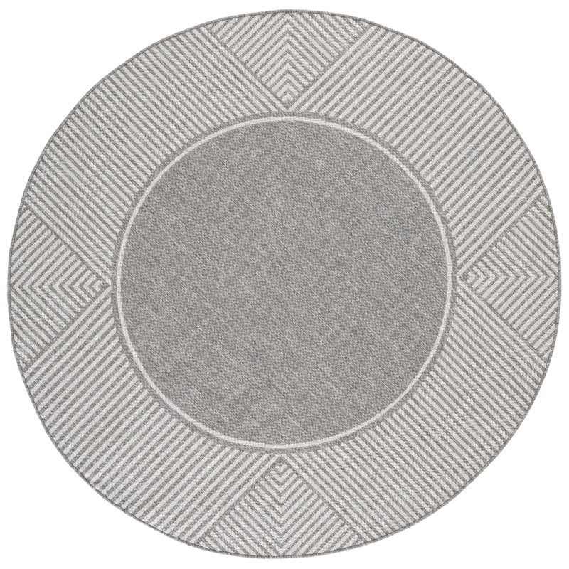 Beach House Power Loom Performance Striped Indoor/Outdoor Rug, 6'-7" x 6'-7" Round
