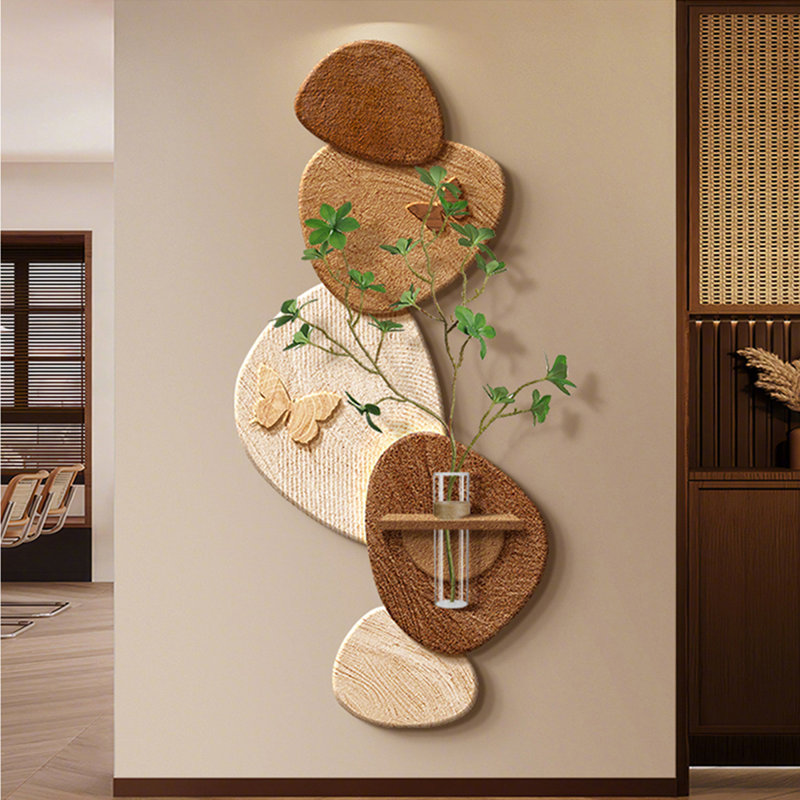 Art mural grès brun et blanc, Brun / blanc / brun noisette, H 39,37 po x l 18,11 po