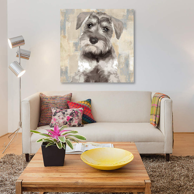 « miniature schnauzer », impression sur toile, H 48 po x l 48 po x P 1,5 po, Toile tendue, Pas de tapis