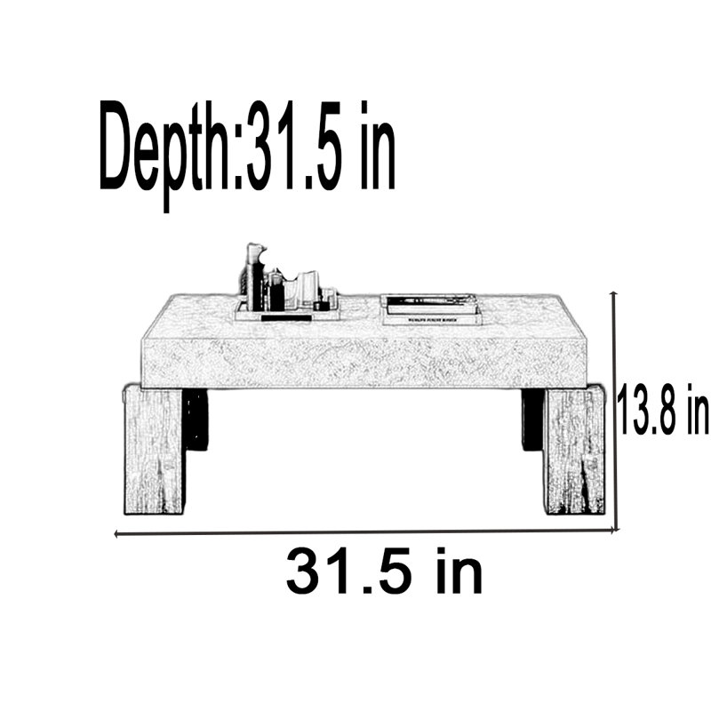 Table basse Nordic, H 13,8 po x L 31,5 po x l 31,5 po