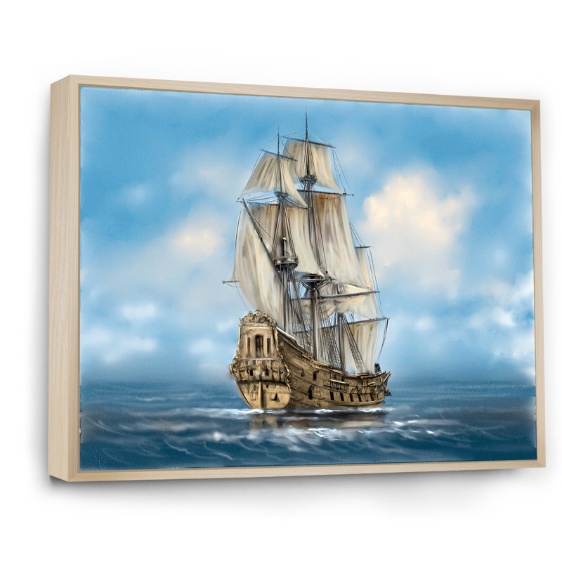 «Old Naval Ship Ii», reproduction d'art sur toile nautique et côtière, H 12 po x l 20 po x P 1 po, Cadre naturel flottant