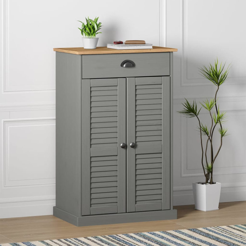 Longshore Tides Shoe Cabinet VIGO 23.6"X13.8"X37.8" Solid Wood Pine, White