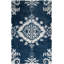 Stone Wash Hand Knotted Wool/Viscose/Cotton Ikat Rug in Indigo-1192303215