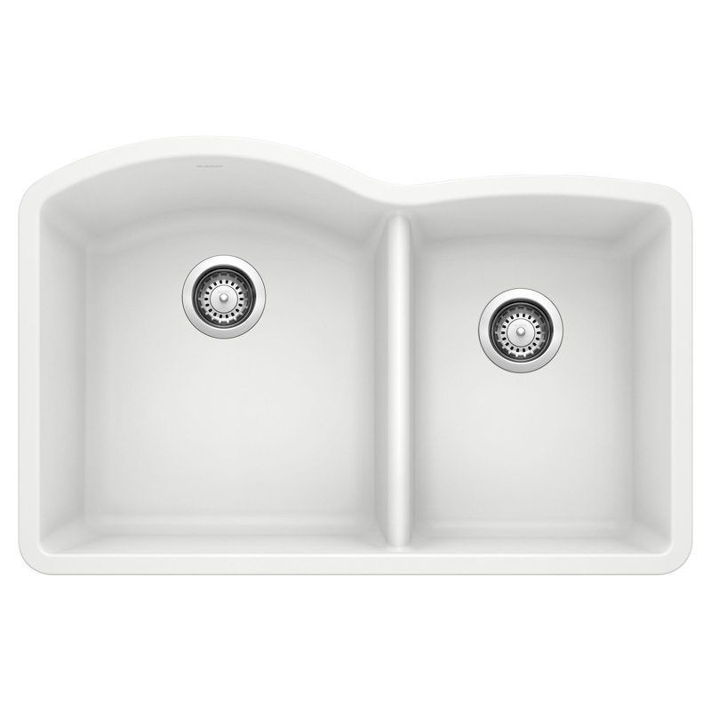 Diamond SILGRANIT 32.07" L x 20.92" W Double Bowl Undermount Kitchen Sink, White