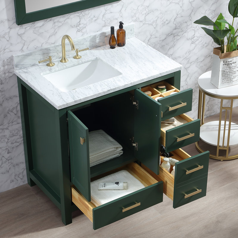 Ensemble de meuble-lavabo simple 36 po Whitney, Vert, Or