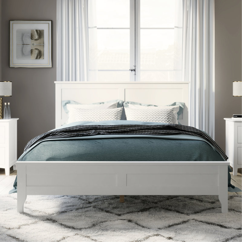 Lit plateforme simple, simple et confortable, cadre en bois de pin, convenant à un matelas standard avec des pieds robustes, finition exquise, aucun sommier requis