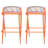 Outdoor 29" Seat Height Aluminum Frame Barstools With Rope-Woven Scallop-Shaped Backrest, Set Of 2, Orange-782667241