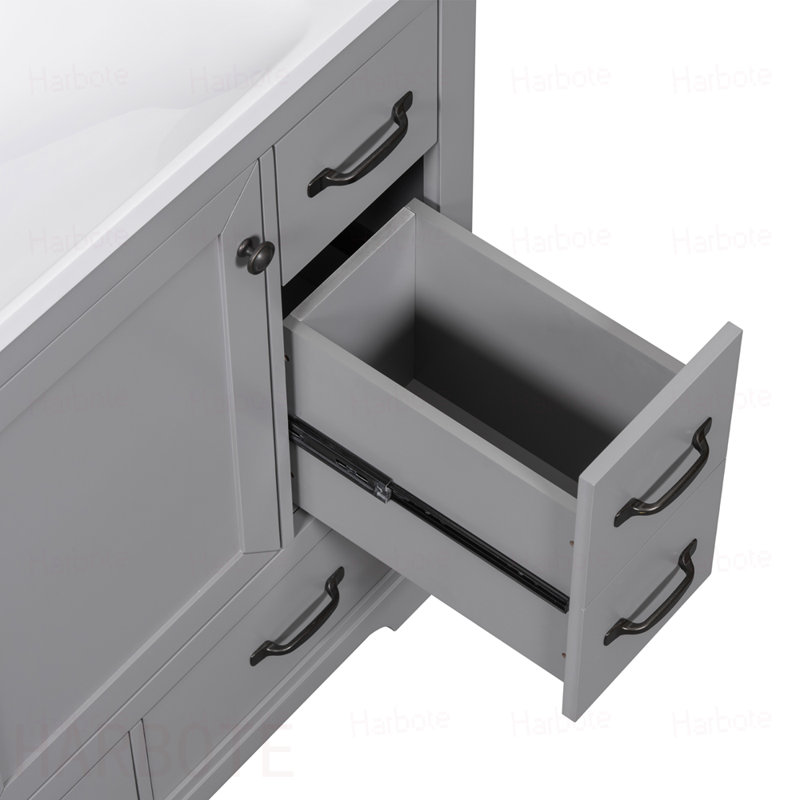 Meuble-lavabo de salle de bain sans lavabo, base d'armoire seulement, six tiroirs, séparateur de tiroir multifonctionnel, tablette réglable