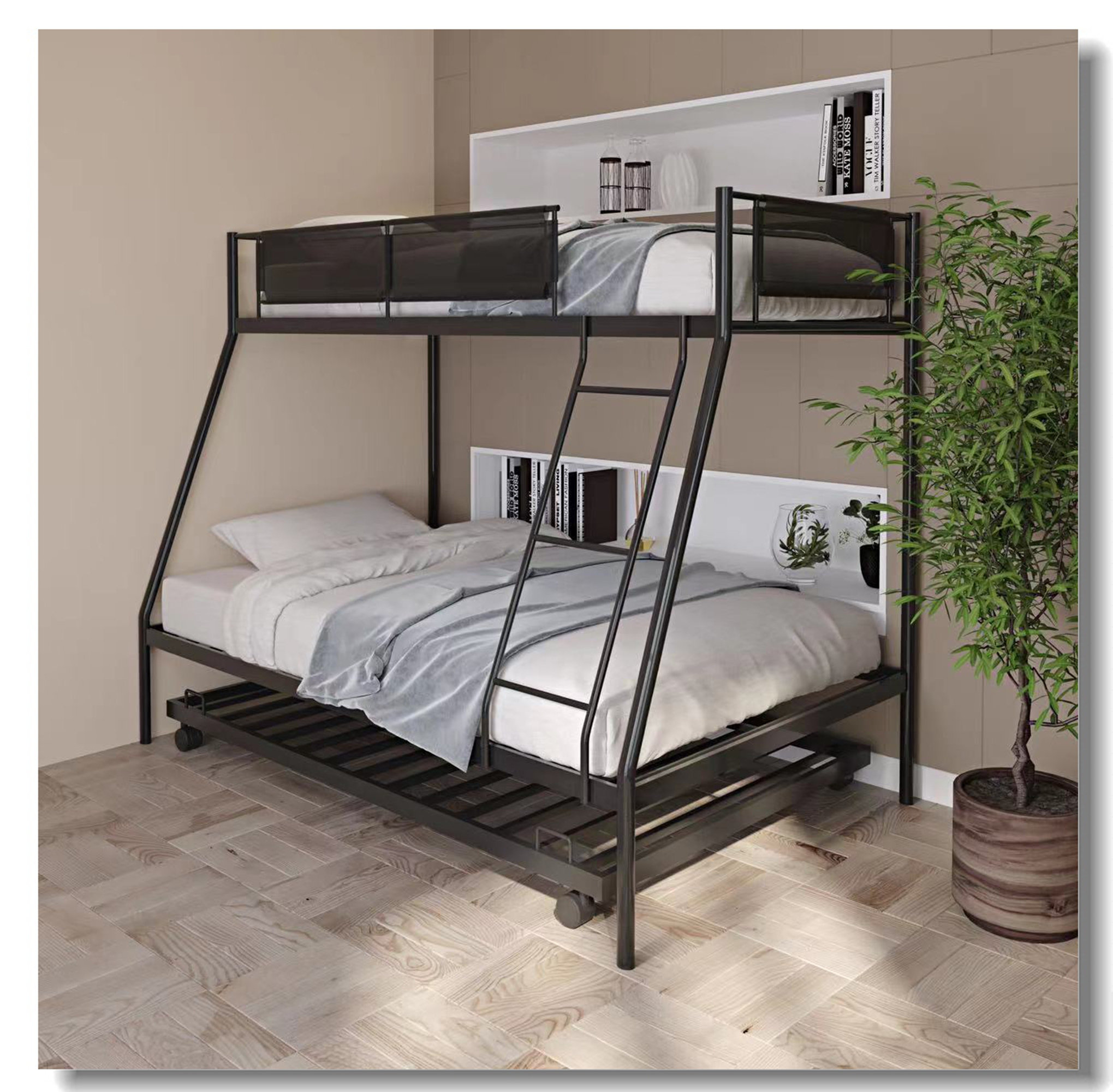 Trule Paloalto Twin Over Full Drawer Bunk Bed With Trundle Bed | Wayfair