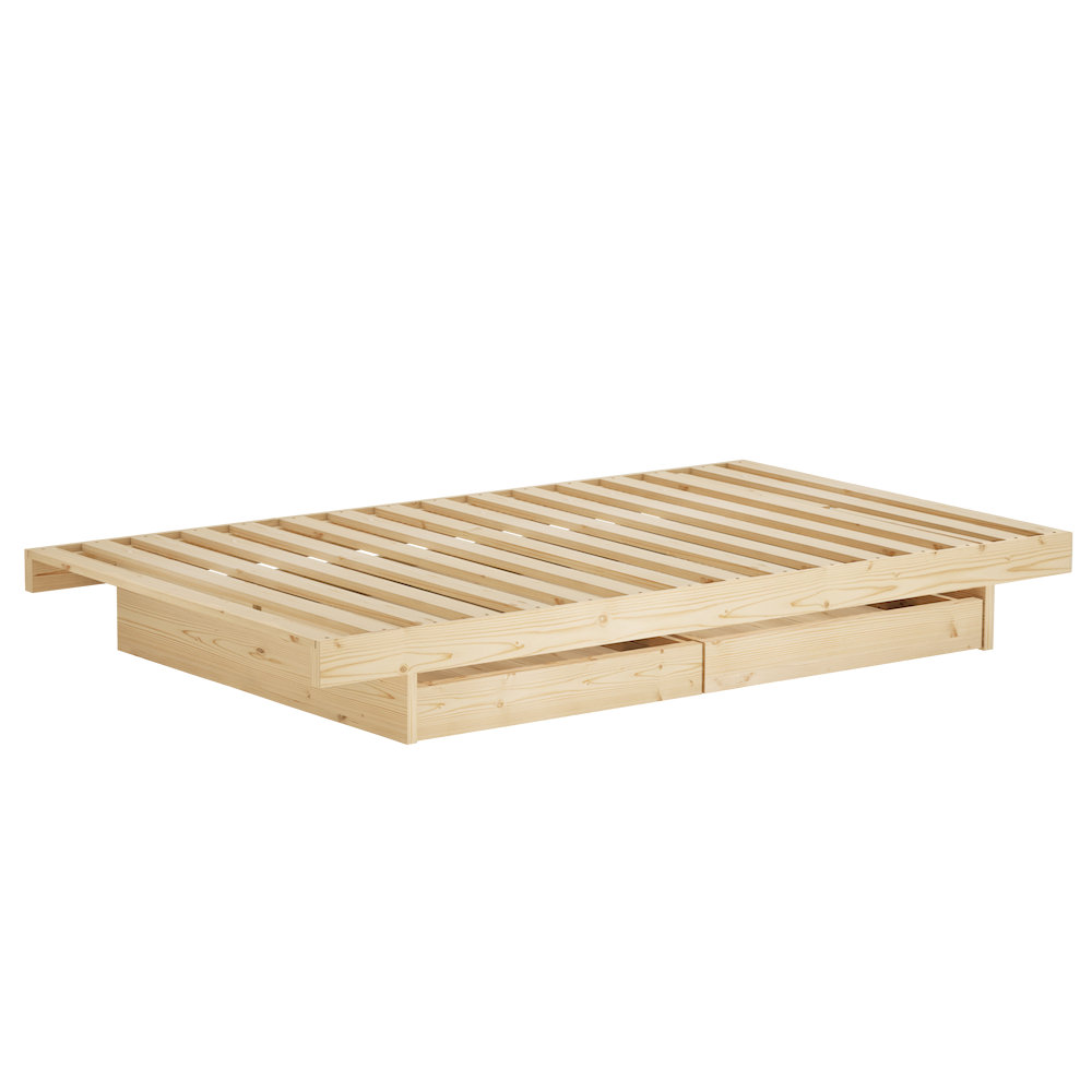 Kanso Bed frame, with or without bedrollers, Scandinavian design, made in Europe, FSC certified wood, choose your size