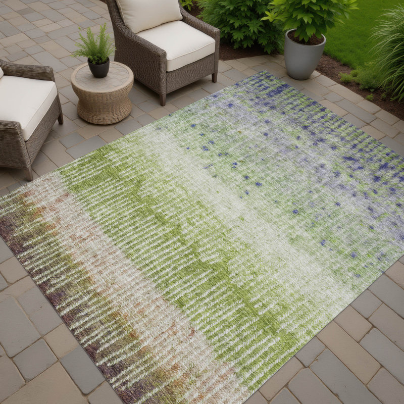 Machine Washable Indoor/Outdoor Chantille ACN2811 Modern Rug, 8' x 10', Green