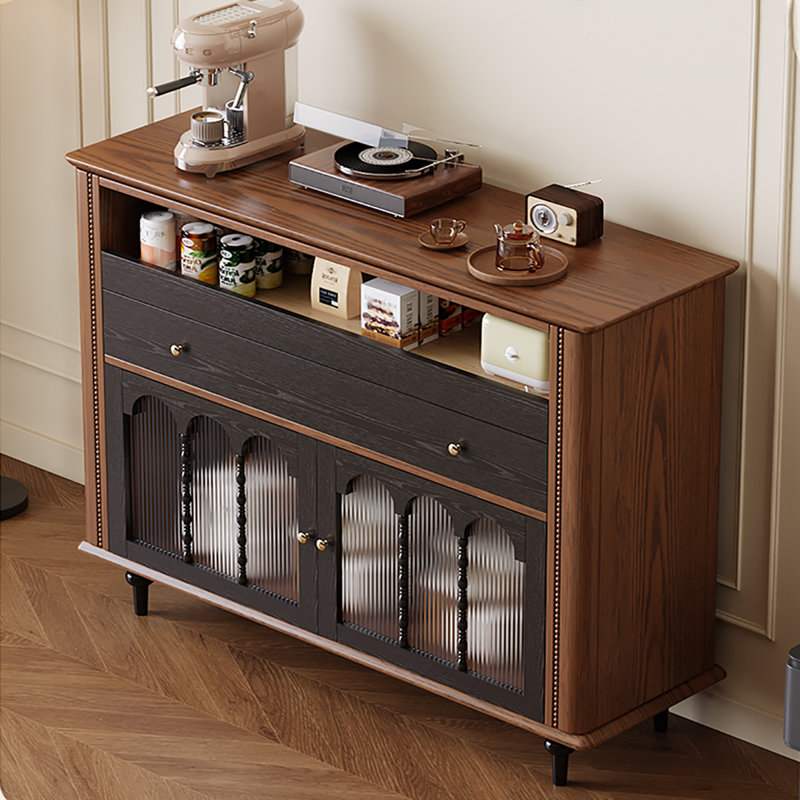 Buffet 43,31 "en bois d'hévéa massif brun, 39.37" H x 43.31" W x 15.75" D