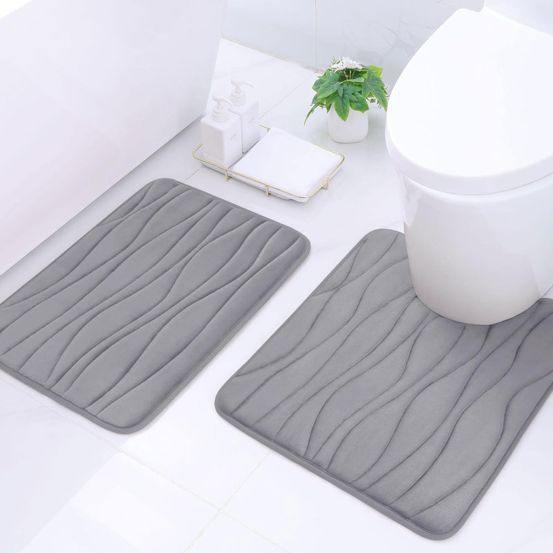 Tapis pour salle de bain Lougene, Gris foncé