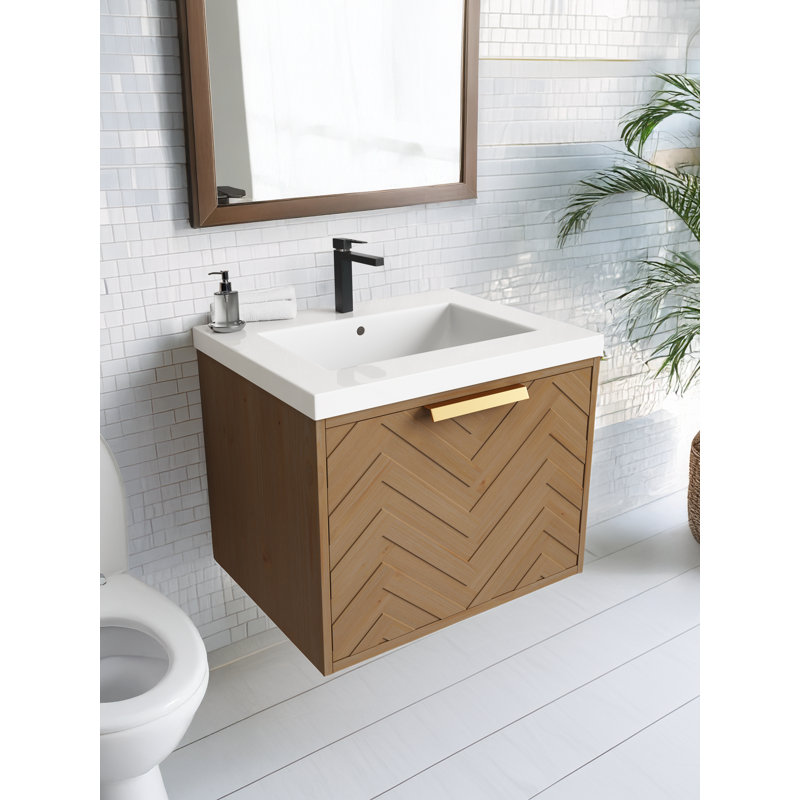 Maxbano Floating 24" Bathroom Vanity With Single White Sink