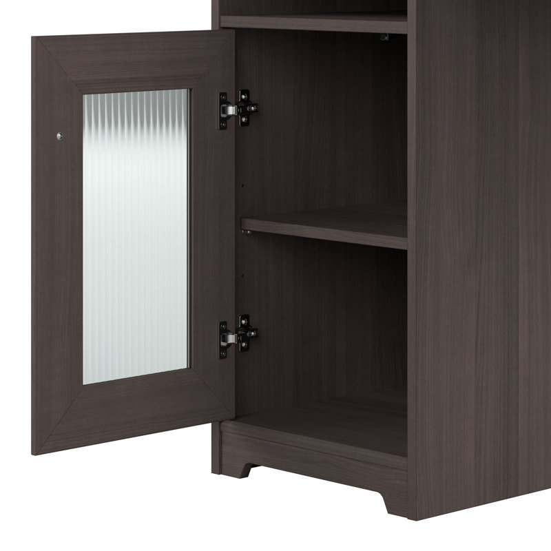 Ensemble de bureau d'ordinateur en L 5 pièces Shelonda, Gris chiné