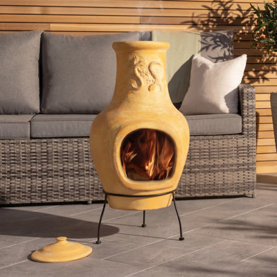 Rasberry Round Clay Smokeless Chimnea