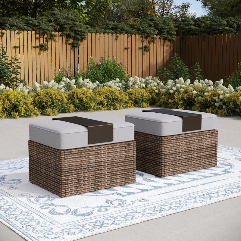 Wicker Outdoor Patio Ottomans
