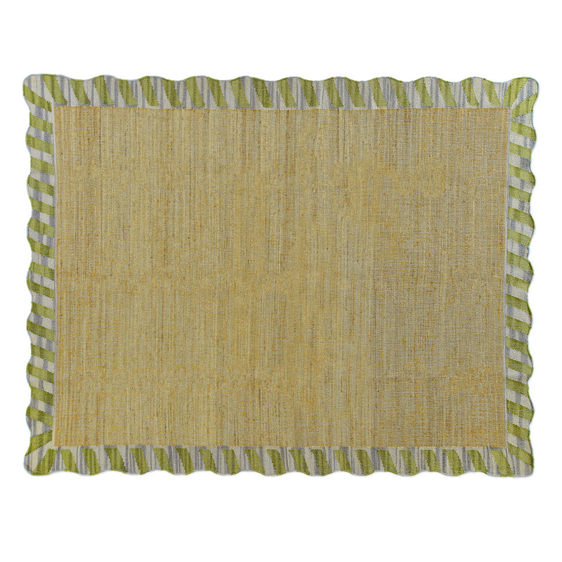Jute Scalloped Purple and Green Rug, Rectangle 8' x 10'