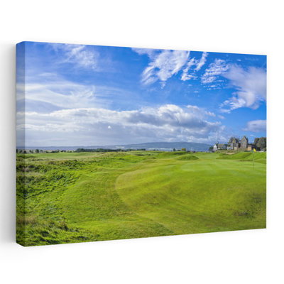 First Green And Clubhouse Of Royal Dornoch Championship Course, Dornoch, Sutherland, Highlands, Scotland Abstract Contemporary Architecture Landsca...