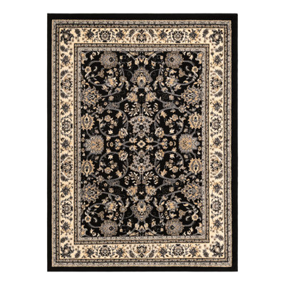 Hanan Floral Black Area Rug