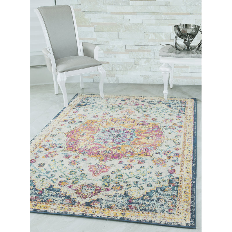 Tapis beige / orange, Rectangulaire 9 pi 8 po x 13 pi 2 po