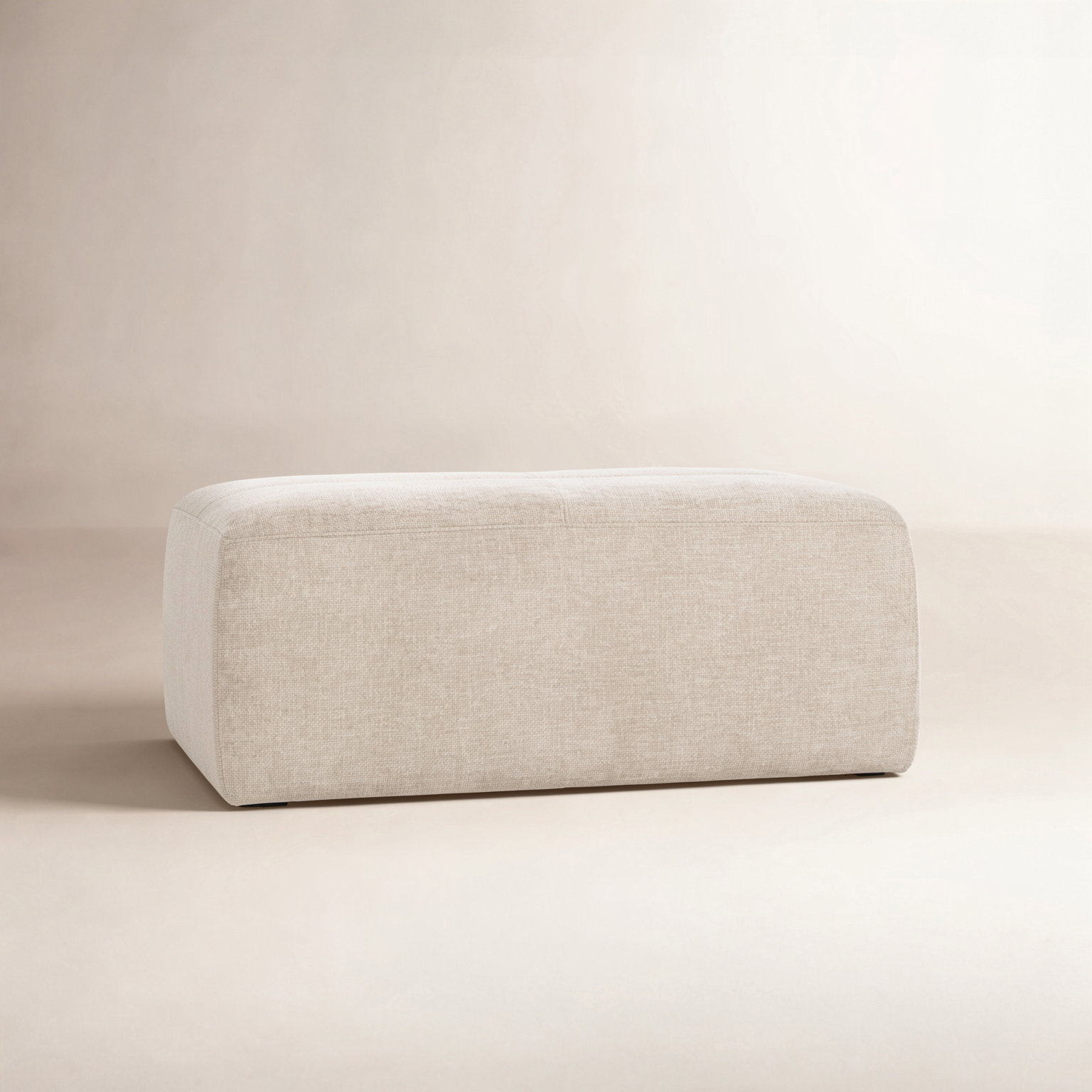 Hartwell 34" Ottoman, Oat Linen-Blend