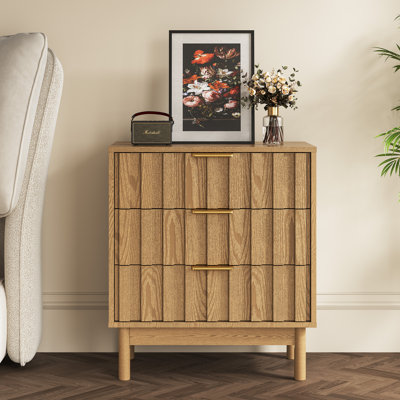 Commode 3 tiroirs avec panneau cannelé