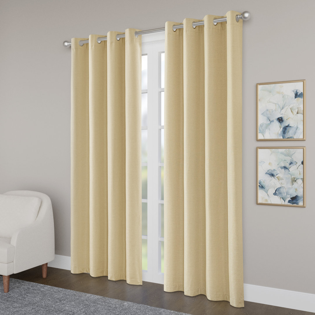 Brushed Cotton Feel 100% Blackout Grommet Curtain Pair(2 Panels) Latitude Run® Curtain 