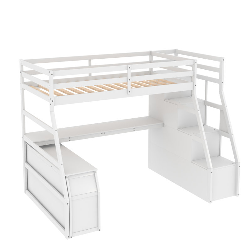 Lit mezzanine simple avec tiroirs Graettter, Blanc
