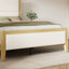 Solid Wood Platform Bed With Upholstered Headboard, Beige-133709657-133709658