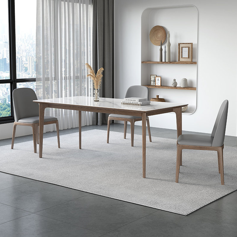 White Ash Sintered Table Chairs Set Chic