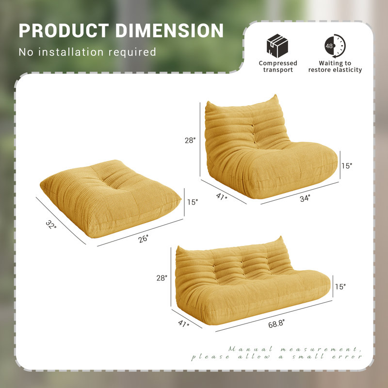 Canapé paresseux, canapé rembourré sans accoudoirs, méridienne de fauteuil à billes Fireside, canapé à plancher à compression Canapé à billes moderne et confortable en plusieurs couleurs pour le salon