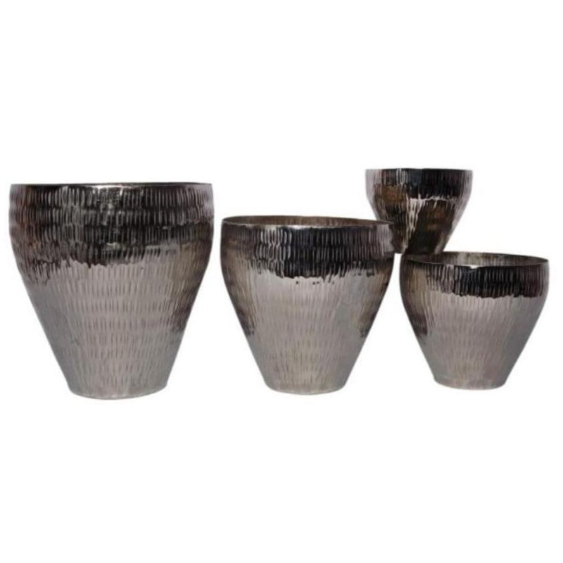 Clinard Metal Cachepot, Nickel, 39.5cm H x 38cm W x 38cm D
