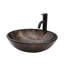 Lavabo de salle de bain vasque en verre trempé avec robinet noir et bonde escamotable-124471360-124471361