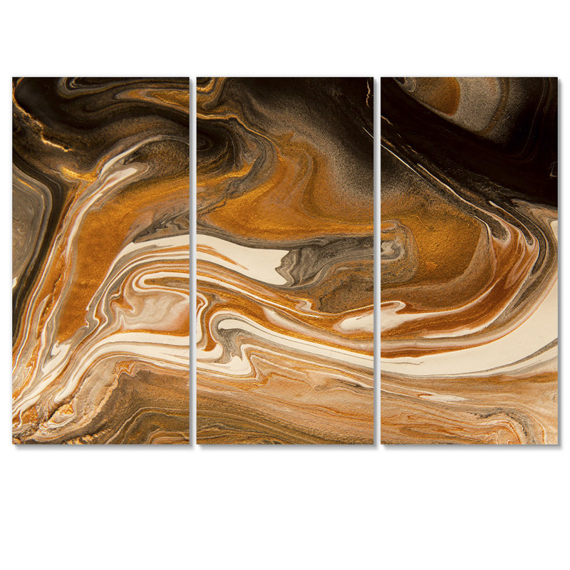 Nature marble in Earth Tonesth Brown Color Stains - reproduction d'art sur toile moderne, H 32 po x l 48 po x P 1 po
