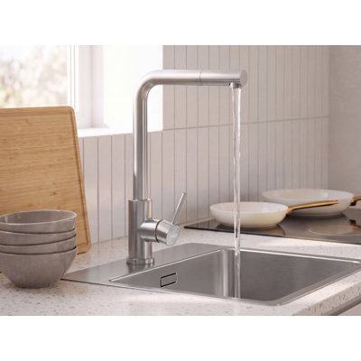 Kitchen Pull Out Tap LIAVIUCO Silver