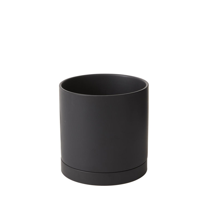 Pot de fleurs en céramique Carlotta, H 8 po x l 8 po x P 8 po, Noir