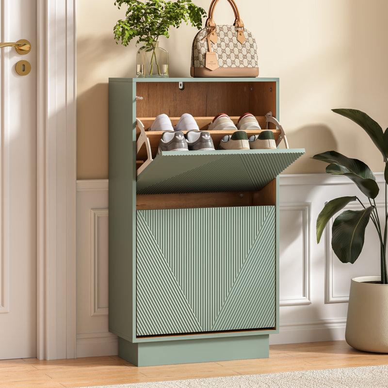 8 Pair Flip Down Shoe Storage, Green