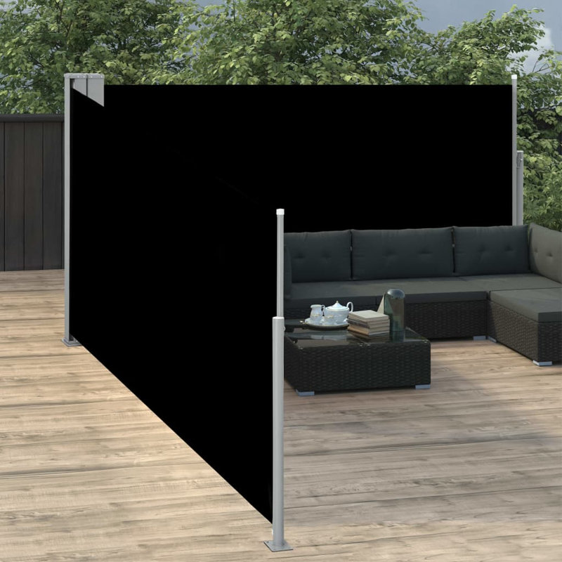 Dakota Fields 1000cm W x 0.1cm D Glass Cover Retractable Window Awning, Black