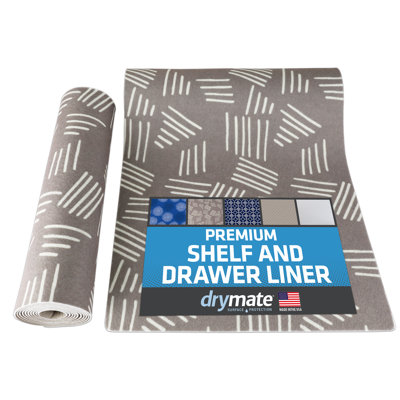 Premium Luxury Shelf & Drawer Liner, Thick Cushioned Fabric, Absorbent, Waterproof, Slip-Resistant, Non-Adhesive, Liners for Kitchen Cabinets, Cupboards (Indigo Grey) (12”x59”) (USA Made)