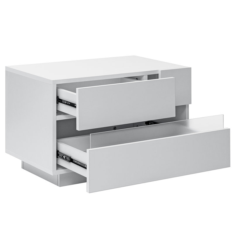 Table de chevet avec lumières DEL Augusten, Blanc